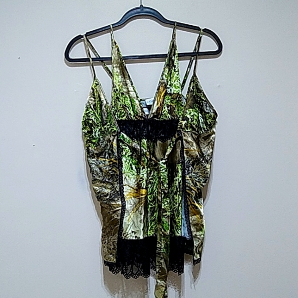 Black Widow Rare 2 Piece Camo Babydoll Lingerie